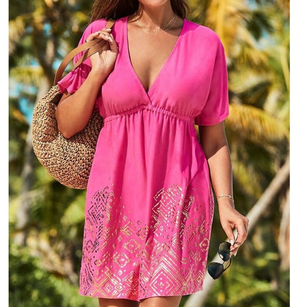 KATE V-NECK COVER UP DRESS Pink